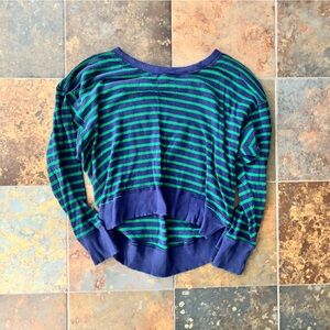 Aerie Navy and Green Striped Top